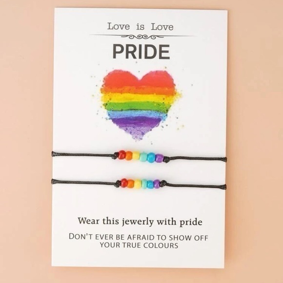 2 pcs LGBT Bead Bracelet Set Pride Adjustable - Picture 5 of 7